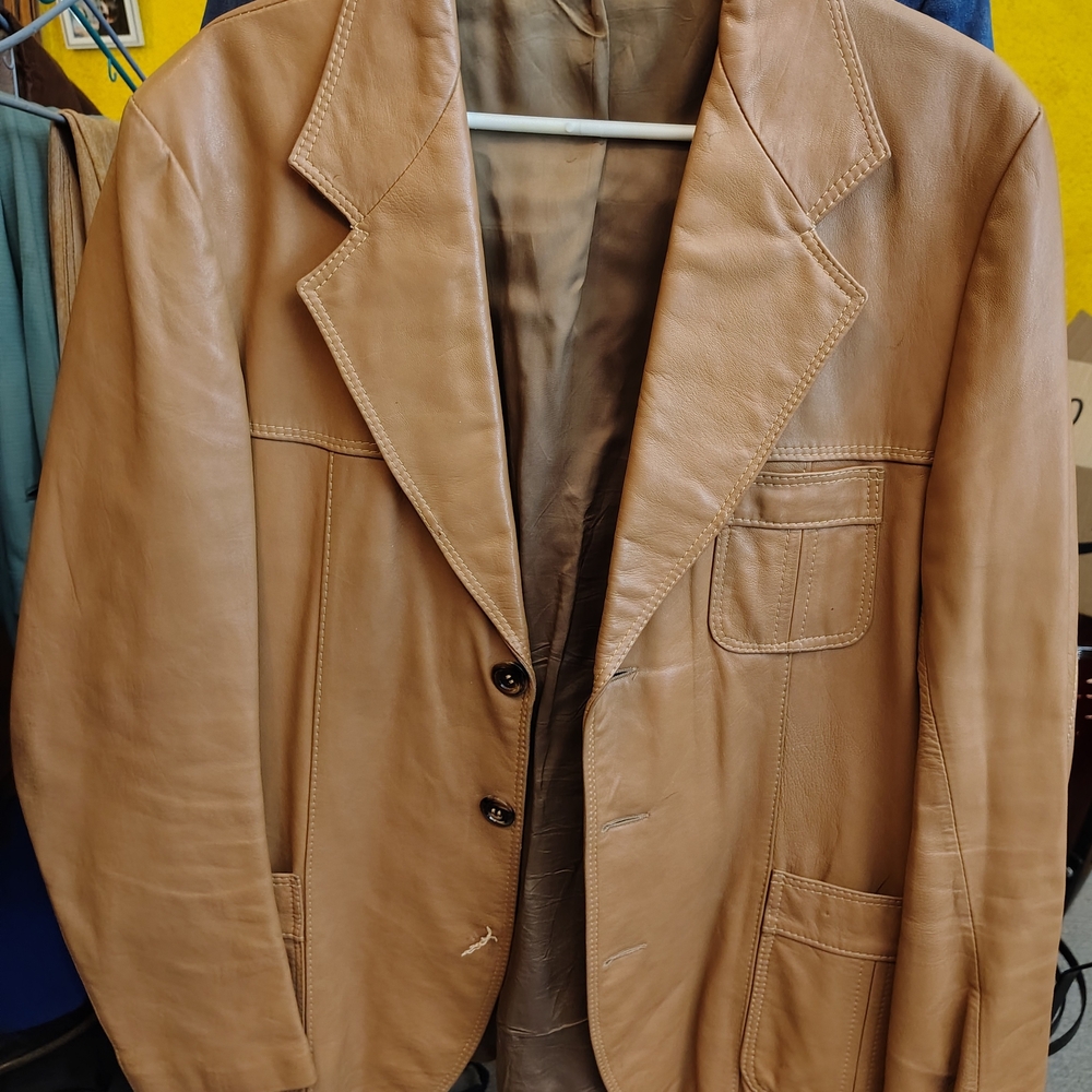 Tan Leather Blazer
